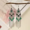 Brincos de Corrente de Comprimento Médio Estilo Indiano Acessórios de Cristal Retrô Moda Brincos Multicamadas Atacado