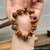 Estilo Casual de Cocinero con Madera de Durazno Grano de Café Lavado Oso Pulsera Círculo Único Plato de Mano con Cuentas Budistas Pulsera de Rosario