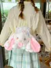 Bolsa transversal de pelúcia de coelho estilo soft girl japonesa Acessório Lolita bolsa de ombro fofa com corrente de pérolas atacado