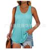 Transfronteiriço 2021 transfronteiriço feminino Amazon verão novo feminino gola U barra curva em I solto colete