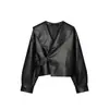 Moda femenina europea y americana transfronteriza superventas de AliExpress chaqueta de motorista retro con solapa de manga larga y cinturón