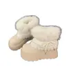 Botas de nieve de plataforma para mujer petite, estilo invierno 2026, con correas, forro de felpa y diseño engrosado para un efecto adelgazante