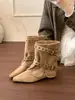 Primeiro Encontro Ji Fivela Retro Salto Grosso Bico Quadrado Botas de Cano Curto Femininas 2026 Outono Versátil Cano Curto Botas de Motociclista Emagrecedoras Botas de Menina Sexy
