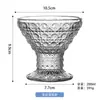 Copo de Vidro Espesso com Relevo Estilo Luxo Leve para Milkshake e Sobremesa, Copo Transparente para Sorvete, Copo Alto Doméstico para Pudim, Copo de Sorvete