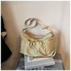 Bolsa Tote de Tecido de Nylon Transfronteiriça de Grande Capacidade para Mulheres 2026 Nova Versátil Plissada para o Dia a Dia Ombro Transversal Bolsa Grande Temporada de Primavera