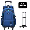Nova Mochila Escolar com Rodinhas para Meninos, Mochila Infantil Removível para Alunos do Ensino Fundamental (3ª-5ª-6ª-9ª Séries), Grande Capacidade para Alunos do Ensino Fundamental