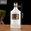 Garrafa de Vidro para Licor de 500ml para Uso Doméstico, Selada, Garrafa de Vidro para Cerveja Artesanal com Listras Verticais, Garrafa de Vinho de Vidro Transparente Fosco