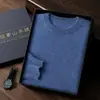 26 Otoño Invierno Nuevo Suéter de Cachemira para Hombre Cuello Redondo Cachemira Formal Tejido de Punto Capa Base Suéter para Jóvenes Adultos Suéter de Lana