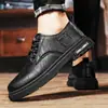 Zapatos de Cuero Casual de Negocios Nuevos para Hombre Zapatos Versátiles de Moda para Hombre Zapatos Planos Antideslizantes sin Cordones para el Trabajo