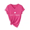 Amazon Ebay Sitio Independiente Moda Casual Mujer Deja Que Hueco Corazón Pequeño Cuello en V Manga Corta Camiseta Capa Base