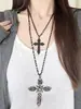 Colar Cruz Americana, Acessórios de Colar Estilo Doce e Cool Sexy, Corrente de Clavícula Empilhada Feminina, Corrente de Suéter Y2K de Alta Qualidade