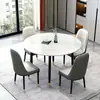 Mesa de Comedor de Pizarra de Lujo Ligero Italiano Redonda Cuadrada Simple Departamento Pequeño Hogar Nuevo Combinación Mesa y Silla de Comedor Mesa de Comedor