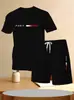 Camiseta de manga corta transfronteriza para hombre, nueva marca de moda, camisa corta con estampado de letras para verano 2025, atuendo casual holgado