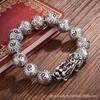 Pulseira Pi Xiu pulseira de fofoca pulseira retrô seis caracteres verdade pulseira de prata tailandesa contas de transferência pulseira de prata esterlina fabricantes de joias