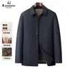 Jaqueta masculina de lapela com enchimento de lã cor de camelo para outono e inverno, retém o calor e é quente, adequada para profissionais de meia-idade, casaco de negócios simples, em estoque para atacado