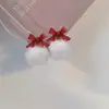 Otoño e Invierno Populares Pendientes Largos de Terciopelo con Forma de Corazón de Flor y Borlas Pendientes de Aro de Hilo de Colores Dopamina Atmósfera
