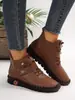 Botas de Cuero Cortas y Delgadas de Talla Grande para Mujer Estilo Británico de Caña Alta Zapatillas con Velcro Cosidas Comercio Exterior Europeo y Americano Estación Independiente Wish