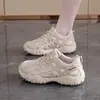 KT-296 Sapatos Femininos de Verão Novos Malha Respirável Tênis Pai Estilo Coreano Esportivos Casuais Solado Grosso Aumentador de Altura Tênis de Corrida