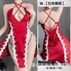 Charming Rabbit Fino Lingerie Sexy Feminina Deep V Tentação Lateral Dividido Bordado Sling Camisola 2509