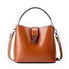 Alça Larga de Couro Encerado Versátil Portátil Grande Capacidade Bolsa Transversal Feminina Nova Bolsa de Couro Bolsa Balde Feminina de Alto Nível