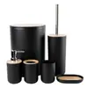Set de Baño para Lavado de Seis Piezas Ventas Calientes Transfronterizas Soporte para Cepillos de Dientes Jabonera Escobilla de Inodoro Bote de Basura Set de Baño de 6 Piezas de Ventas Calientes