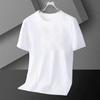 Camiseta de Seda Gelada de Verão Versátil Estampada em Malha Emagrecedora Fina Estilo Esportivo Americano Gola Redonda Secagem Rápida Manga Curta Masculina