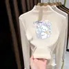 Top de Felpa De Rong Otoño e Invierno para Niños Medianos y Grandes Casual Manga Larga Niña Cuello Semi Alto Adorno de Volantes Camiseta Base para Niñas