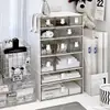 Caja de Almacenamiento de Escritorio Estilo Cajón para Dormitorio Oficina Caja de Acrílico Transparente de Tres Capas Apilable