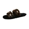 2026 Nuevas Zapatillas de Moda con Estampado de Leopardo, Pedrería y Pelo, para Celebridades de Internet, Uso en Casa y al Aire Libre, Sandalias Planas tipo Chancla de Felpa para Otoño e Invierno