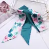 Caixa de Presente Verde de Alta Qualidade, Lenço de Seda Pequeno, Faixa de Cabelo Feminina Versátil de Verão, Streamer Coreano, Gravata para Roupa, Lenço de Seda Longo