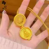 Colgante de Calabaza Chapado en Oro Tendencia de Tiktok, Dios de la Riqueza Amarillo, Brújula de los Ocho Tesoros Propicios, Cadena para Suéter de Cuerda para Cumplir Deseos al por Mayor
