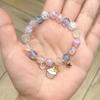 Pulseira Infantil de Cristal Colorido Estilo Novo Japonês e Coreano Transfronteiriça Fofa para Estudante Feminina Liga de Zinco Cartoon Pulseira de Contas de Vidro