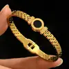 Pulsera de Acero de Titanio con Números Romanos, Acabado de Alta Gama para Mujer, Popular en Europa y América, Juego de Joyería de Pulsera Abierta que No se Desvanece