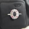 Anel Simples de Prata S925 Suporte Vazio Seção Face Oval Ovo 4x 5 4x 6 5x 7 6x 8 7x 9mm Cristal Turmalina