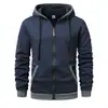 Nueva Sudadera con Capucha para Hombre Transfronteriza con Cremallera Múltiples Bolsillos Jersey Deportiva Casual Juvenil Chaqueta de Otoño e Invierno