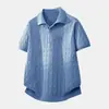 Camisa POLO Estilo Old Money Gola Reversível Manga Curta Malha Masculina Tricô em Ponto Trançado Britânica Business Camiseta de Seda Gelada Comércio Exterior Transfronteiriço Atacado
