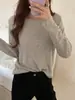 Sensación de Cero Presión 6% Lana Ge Ming Otoño Nuevo Top para Mujer Ropa Interior para Mujer Camiseta de Manga Larga con Cuello Redondo para Mujer SN657