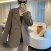 Jaqueta de Terno Marrom Feminina Senso de Alto Padrão Primavera e Outono Nova Celebridade da Internet Casual Pequena Elegante de Alto Padrão Top de Terno Tendência