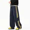 Pantalones deportivos de rayas de moda para hombre, colección de otoño, versátiles y elegantes, talla grande, corte holgado, pierna recta, pantalones largos casuales para hombre