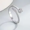 Anillo de amor con diamantes, estilo coreano, elegante, sencillo y dulce, con hojas, combina con todo, joyería personalizada para mujer.