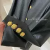 2025 Nuevo Estilo Otoño Simple y con Sentido del Diseño Diseño Cuero PU Chaqueta Negra Chaqueta Holgada para Mujer Top para Mujer