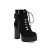 Botas Femininas Outono e Inverno Novo Estilo Plataforma com Salto Grosso Passarela Impermeável Plataforma Com Pelúcia Rebite Botas Femininas Botas Curtas