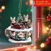 Llavero Colgante Plano de Acrílico Navideño Transfronterizo Papá Noel Muñeco de Nieve Caja de Regalo Llavero de Regalo Festivo Pequeño