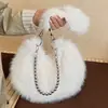 Bolso de Felpa Estilo Occidental para Mujer 2025 Nuevo de Moda Estilo Coreano Gran Capacidad Bolso de Hombro Dulce Peludo Bolso Cruzado