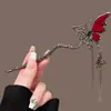 Horquilla China Antigua Roja en Forma de U para Niños Nuevo Marubeni Disco para la Cabeza Artefacto para Fijar el Cabello Peine Parte Trasera de la Cabeza Tocado