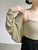 Chaleco Blanco de Protección Solar Tencel Seda de Hielo Cárdigan de Punto para Mujer Verano Fino Chal Exterior Blusa Top Chaqueta Corta