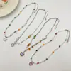 Collar de Corazón de Piedra Rota para Mujer, Diseño de Nicho Hip-Hop de Moda, Gargantilla Acrílica con Cuentas de Colores, Cadena de Perlas