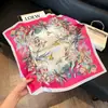 Pañuelo de Seda 70 Cuadrado Moda Coreana de Alta Gama Versátil Profesional Seda Sintética Pequeño Pañuelo de Cuello Estampado Retro Pañuelo de Seda para Mujer