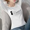 Camiseta de Manga Larga Coreana Nueva de Primavera y Otoño para Mujer Top de Manga Larga Estampado de Cuello Redondo para Mujer Camiseta Base Moderna para Estudiantes