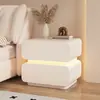 Mesa Lateral Color Crema, Mesita de Noche, Armario de Almacenamiento para Dormitorio de Lujo Ligero Estilo Italiano de Gama Alta, Mesita de Noche Minimalista, Mesita de Noche Pequeña